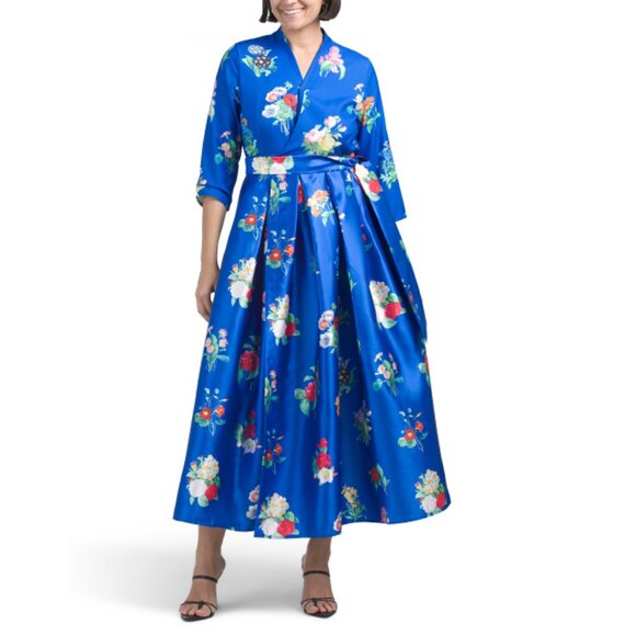 DALIA MACPHEE multi Three-quarter Sleeve Floral Wrap Dress